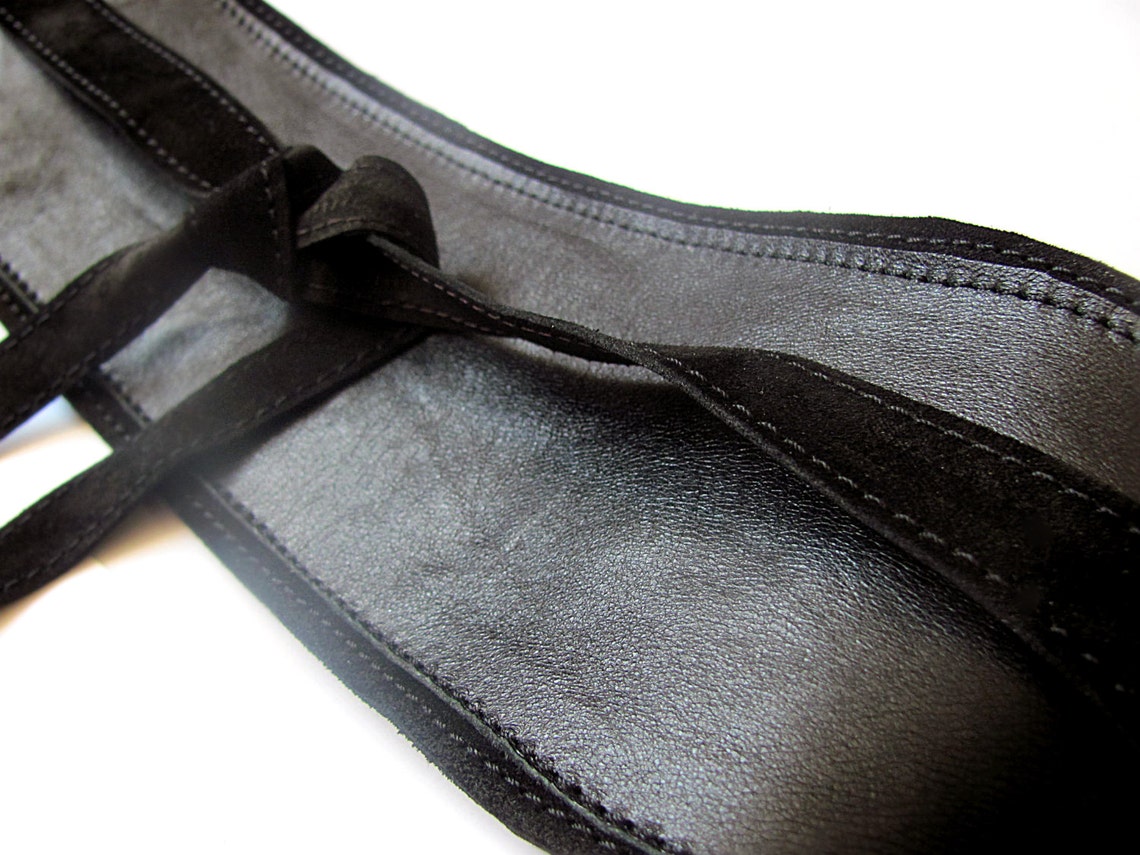 Black leather Obi belt Black wide waist belt Etsy