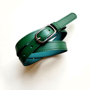 green waist belts for dresses Cesoli Reversible Leather Belt in Emerald/Salut Green