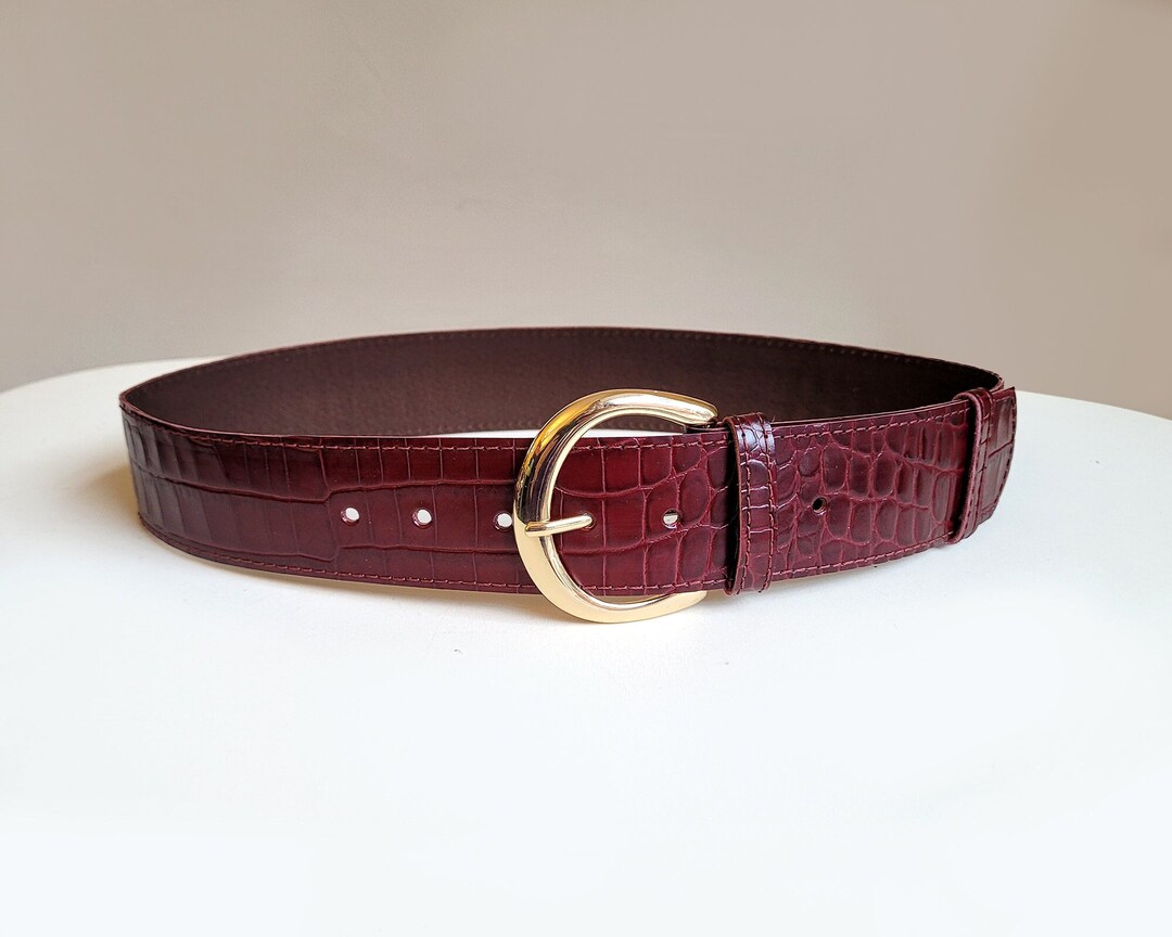 Rachel Comey Deep Burgundy Croc-Embossed Belt size small Rich Burgundy Classic Mock Croc Belt – Elliot Rhodes Ltd main image 3