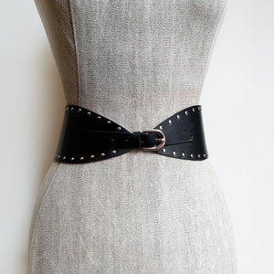 Black Studded Wide Belt with Silver Buckle main image 1