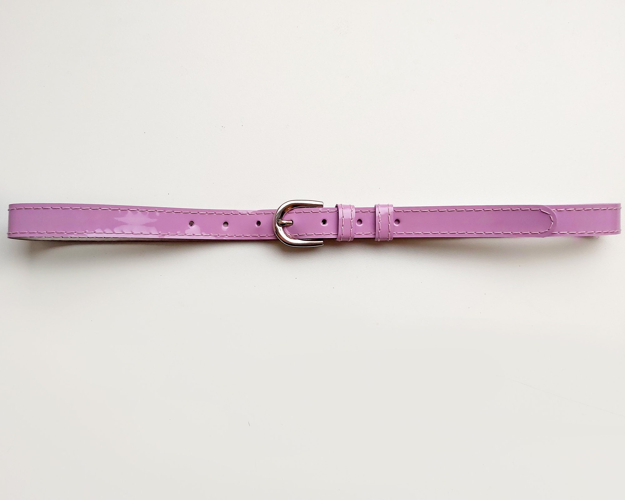 Y2K Express Purple Patent Leather Skinny Belt Lavender Faux Leather Skinny Belt | Avara main image 2