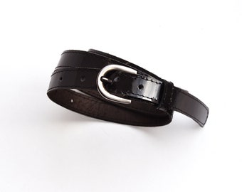Cinto de couro envernizado preto, cinto feminino, TODOS OS TAMANHOS