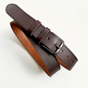 Handmade Dark Brown Leather Belt: Full Grain Pin Buckle Belt