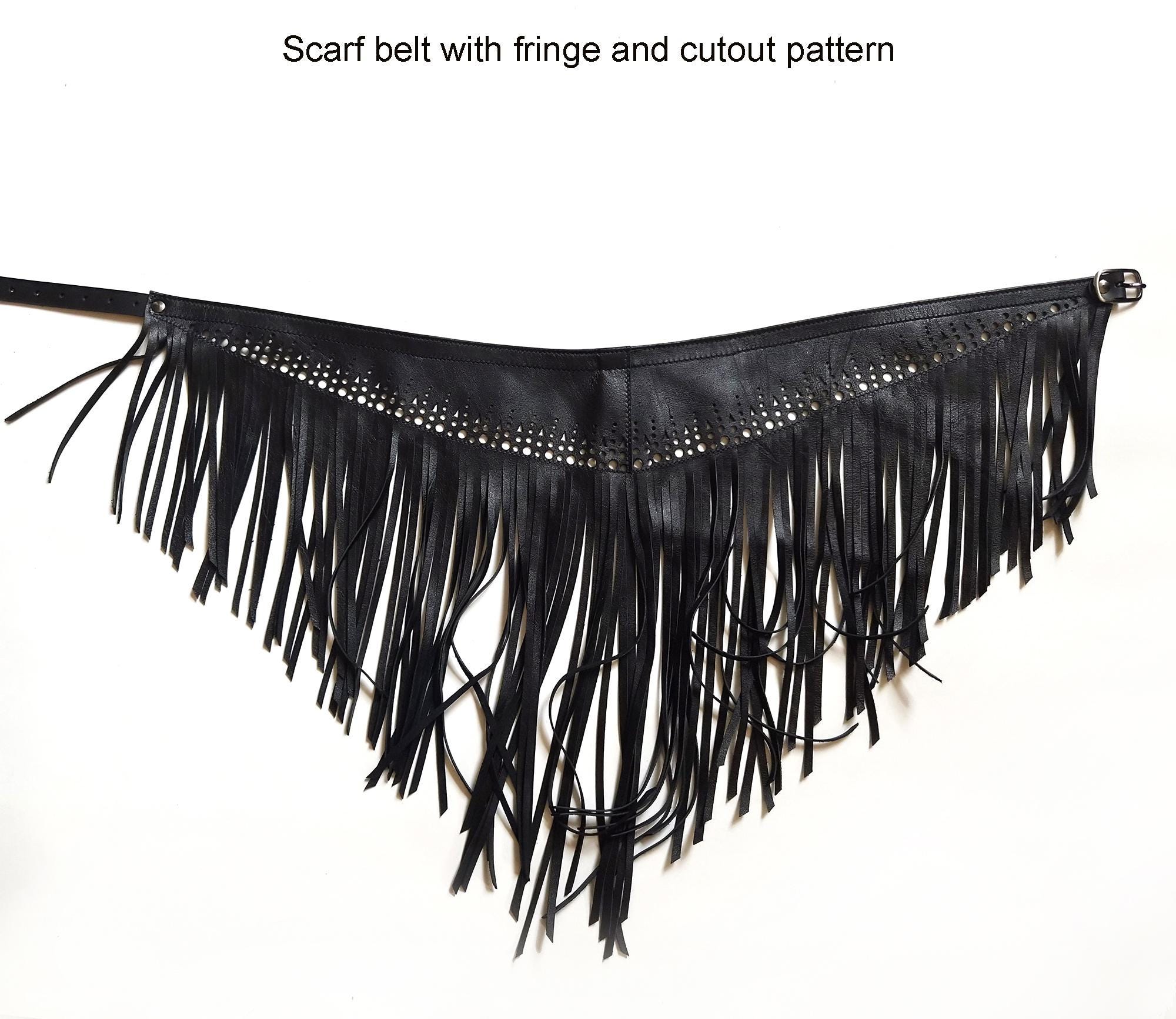 Leather Scarf Fringe Belt, Festival Asymmetrical Statement  display picture 3