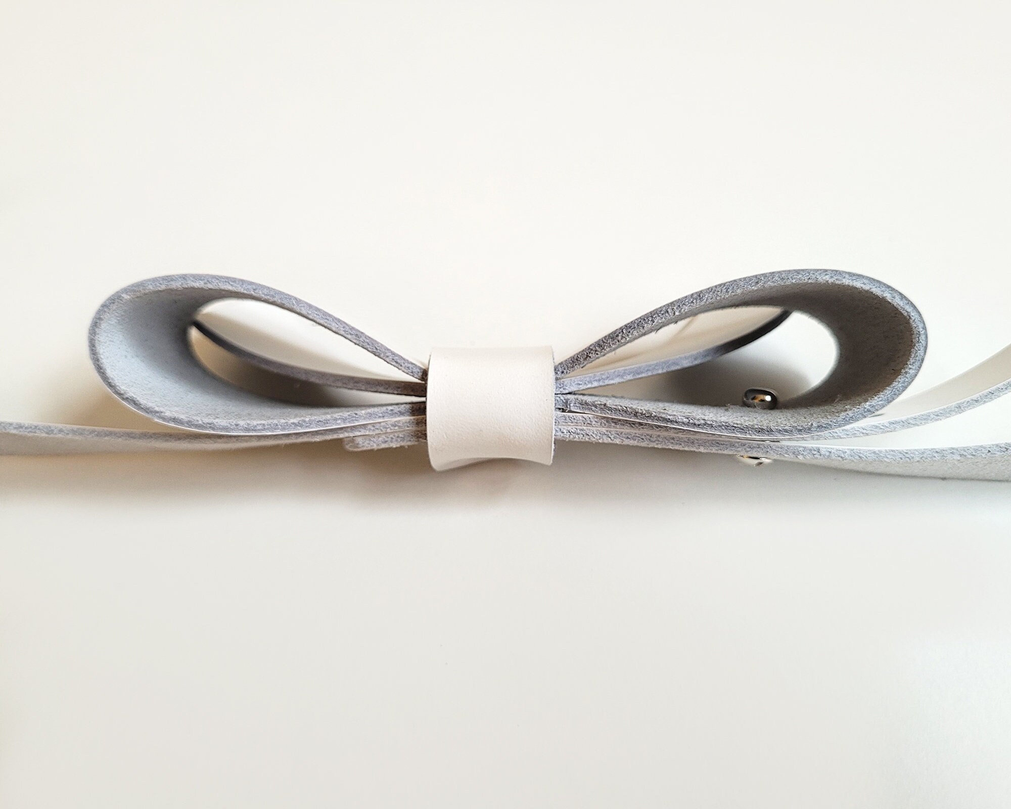 WORTH-White Leather Knotted Bow Belt Bow White Belts for Women for sale | eBay main image 2