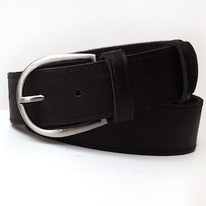 Black genuine leather belt. Wide waist belt for women. ALL SIZES