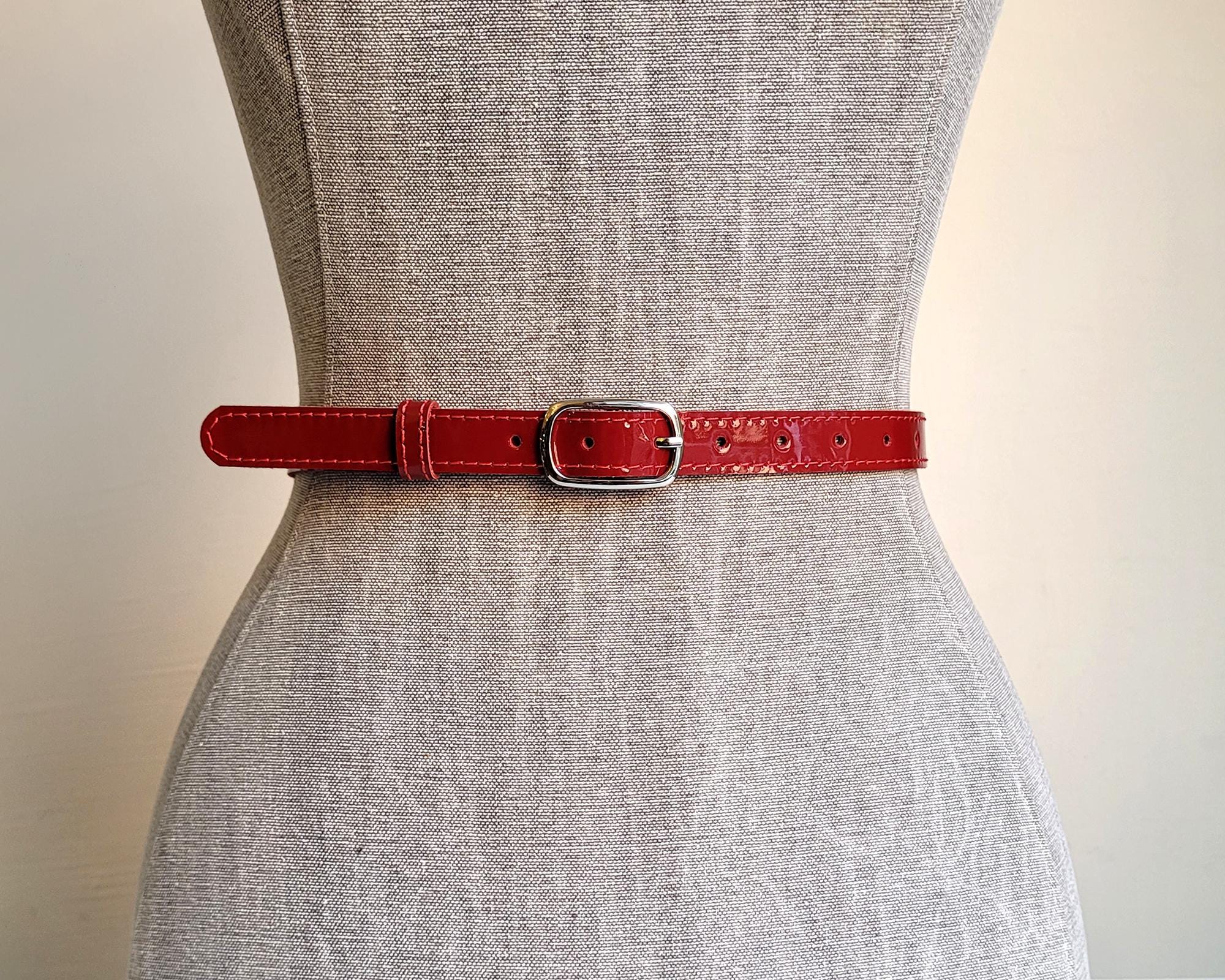 Red Patent Leather Belt, Skinny Women