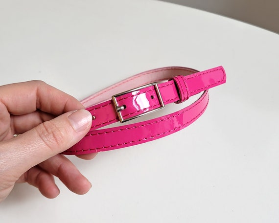 hot pink belt for dress Pink Patent Leather Belt: Skinny Fuchsia Women's Belt