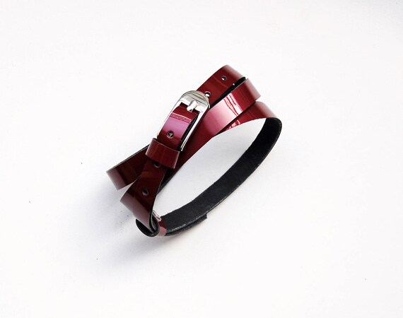 Ladies red top leather belt