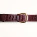 Burgundy Croc Leather Belt With Moon Buckle. 2 Inch Wide Croc Pattern