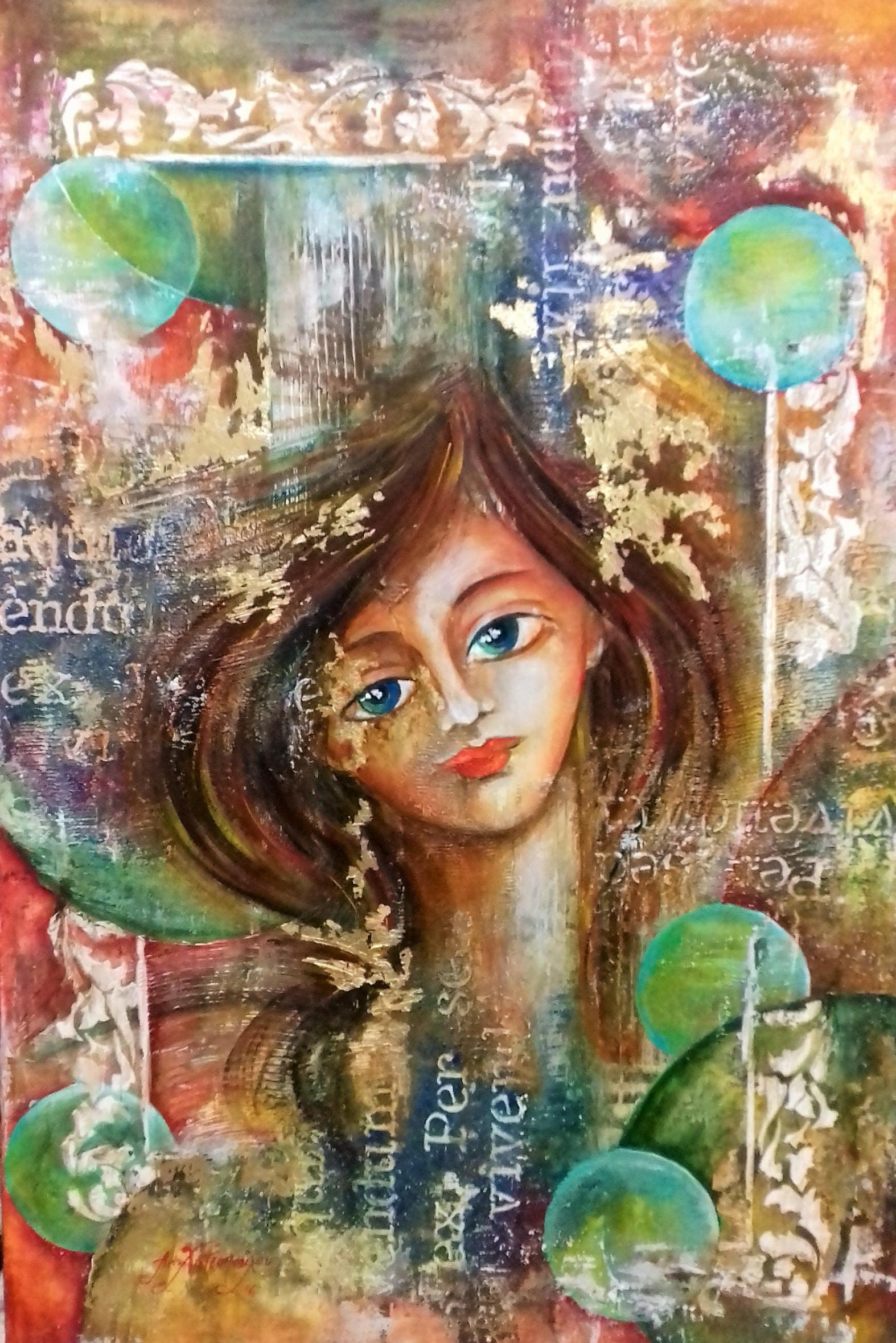 Mixed Media Art Portrait16''x24''original Etsy
