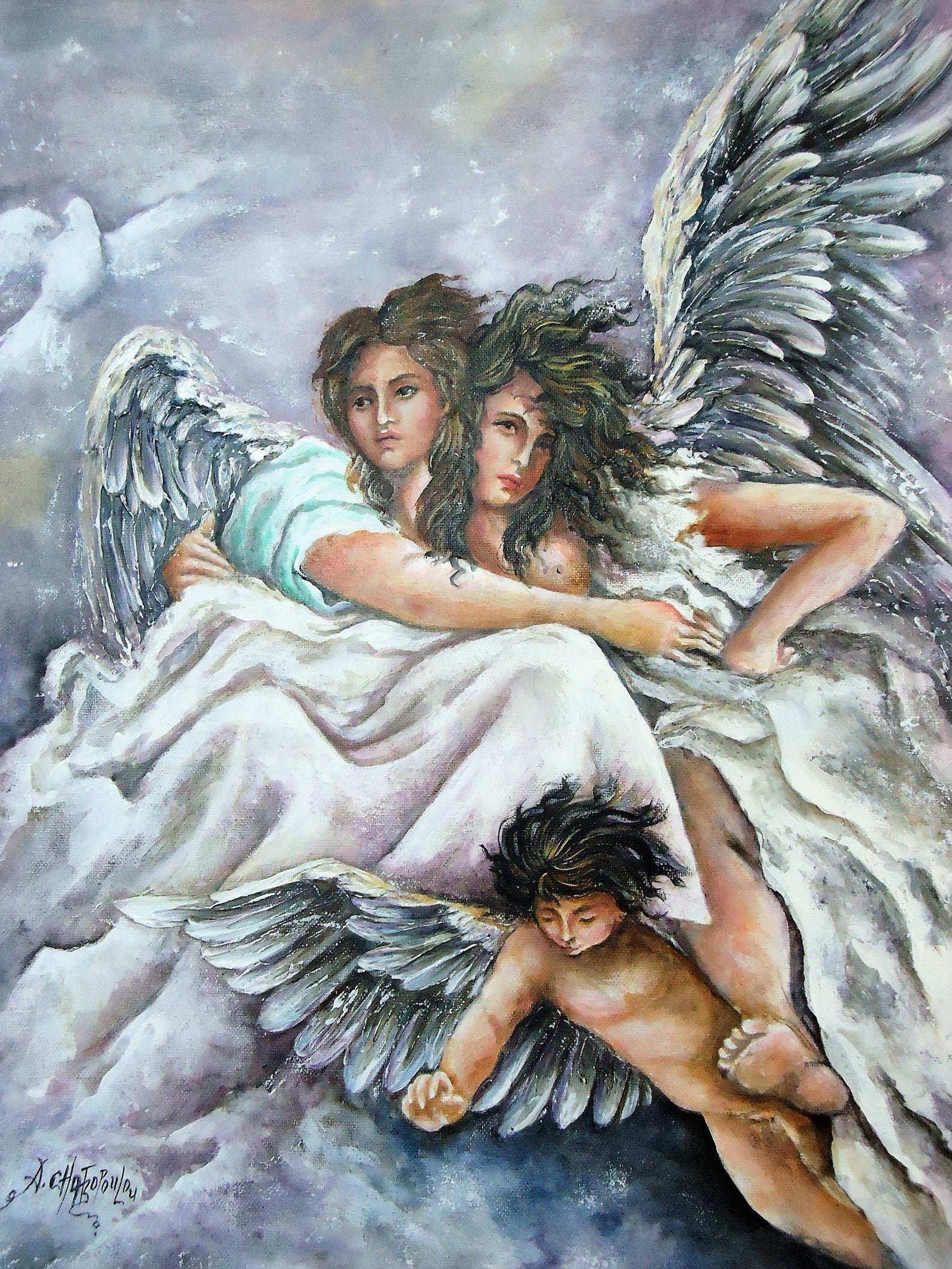 Three Angels Original Angel Painting Acrylic Painting on - Etsy