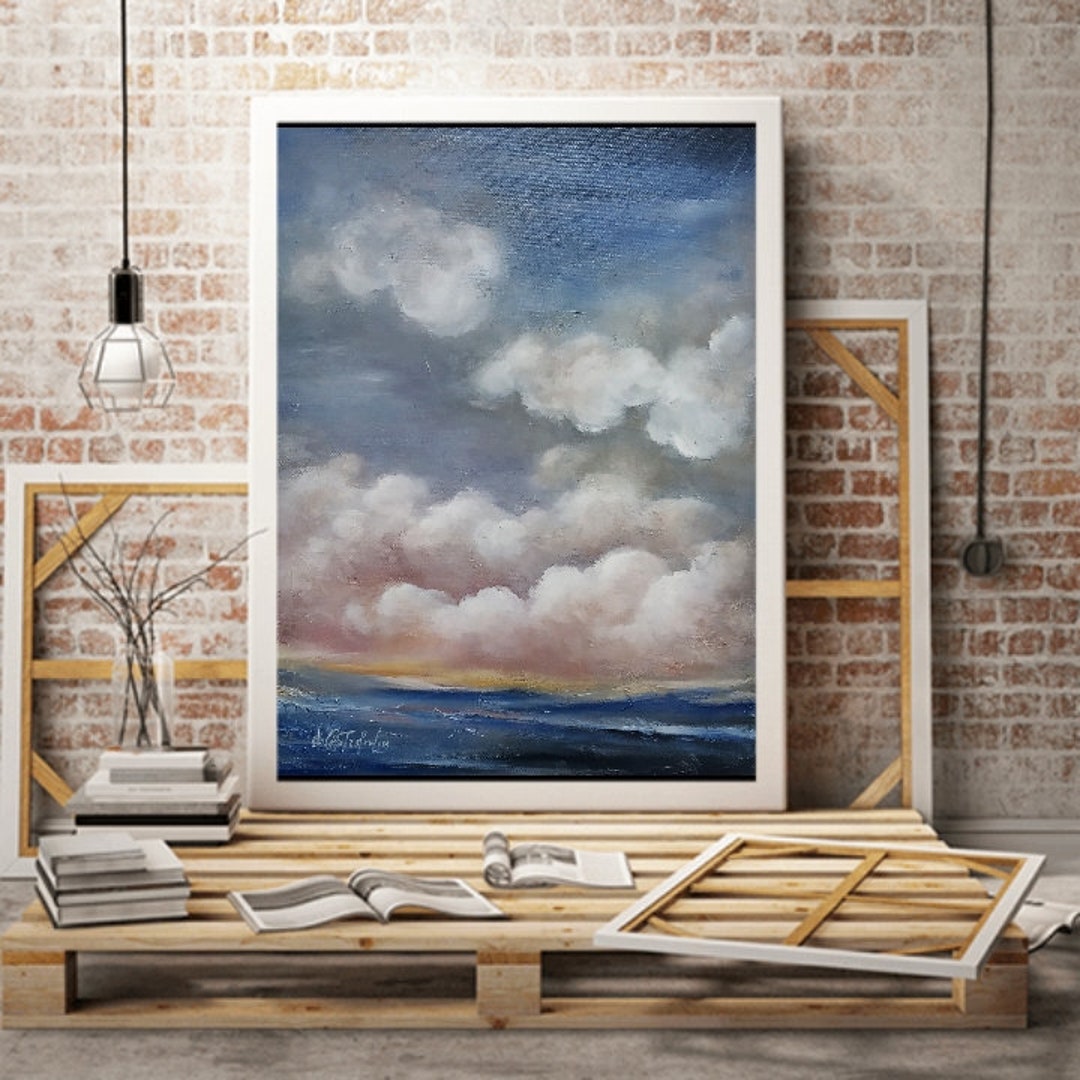 Abstract Landscape Art, Abstract Cloud Art, Original Acrylic Painting