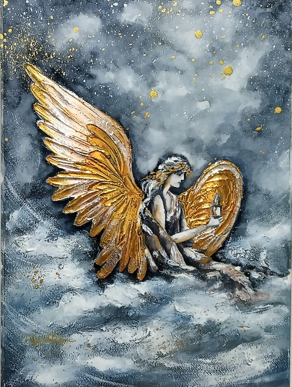 angel art aesthetic art greek mythology angel art Framed Canvas by  osakisinjo