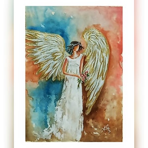 Guardian Angel Digital Download WallArt, Instant Download Angel Art, Modern Angel Digital Download Painting, Religious Gift Wall Art