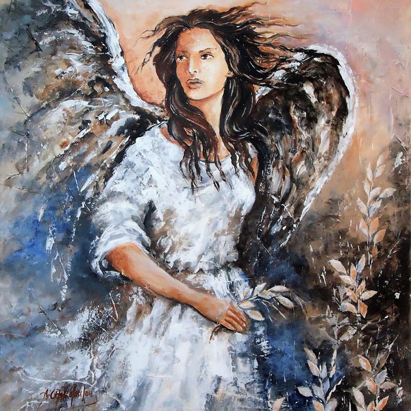 Angel painting Angel Original Acrylic Painting 16''x20' Modern Angel on Canvas Wall art