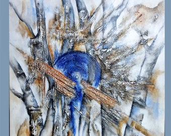 Abstract Expressionism painting, Original OOAK Blue Gray Abstract painting, Acylic painting on canvas,Blue between the Trees