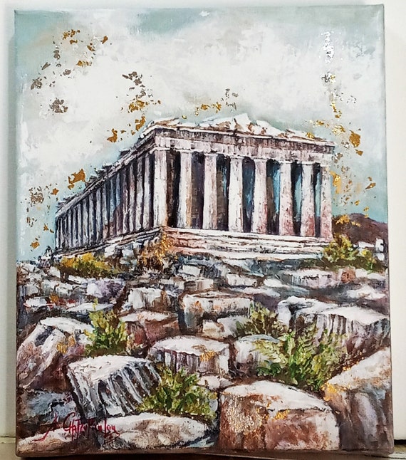 The Acropolisacrylic Painting On Canvasoriginal Ancient Etsy