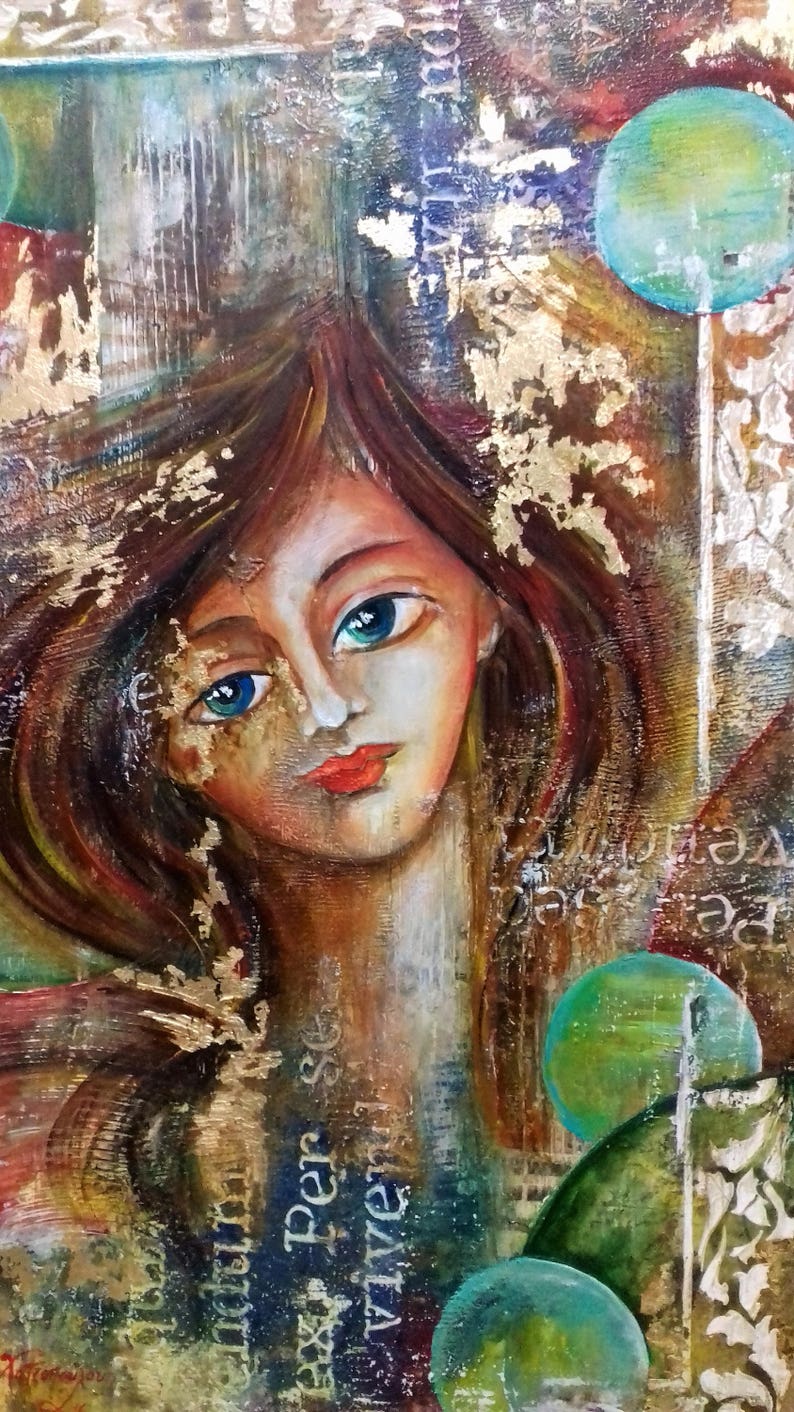 Mixed Media Art Portrait16''x24''original - Etsy