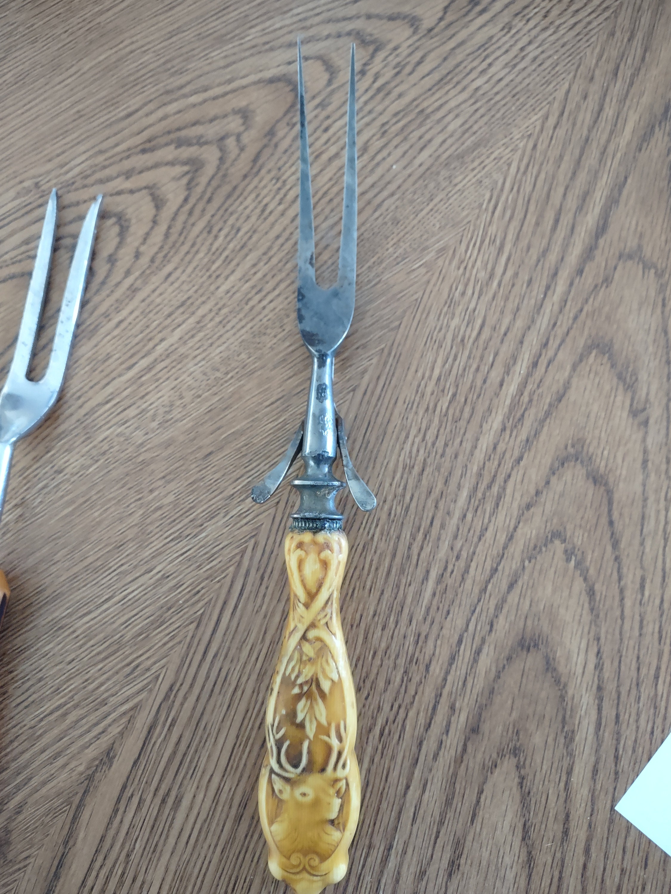 Vintage Faux Bone Antler Carving Fork and Stag Carved Handle Etsy