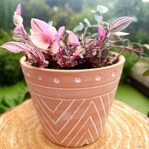 Mini geometrischer Terrakotta Übertopf / Pflanzentopf / Blumentopf / 10,5 cm