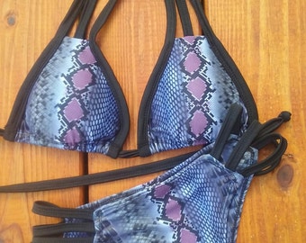 Custom Swimwear hot sexy snake triangle cheeky thong two piece swimsuit