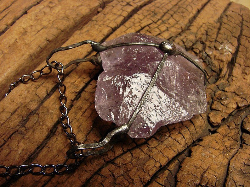 Raw Druzy huge Amethyst necklace Ice Crystal pendant Quartz huge rustic retro talisman energetic stone by GepArtJewellery.FREE SHIPPING!
