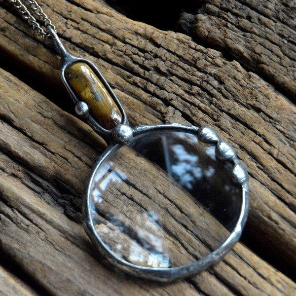 Tiger eye Loupe pendant  Magnifier Glass pendant  tiger eye stone loupe necklace magnifying necklace magnifier necklace  magnifier jewelry