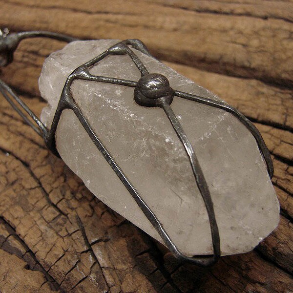 Druzy crystal raw quartz Large necklace Pendant clear brazilian ice stained glass Oxidized  old silver GepArtJewellery. FREE SHIPPING!