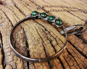 Loupe pendant , emerald marble , Magnifier Glass pendant , loupe necklace ,magnifying necklace ,magnifier necklace , magnifier jewelry