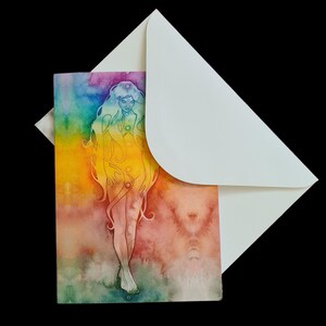 Tarjeta de felicitación de la diosa del chakra del arco iris