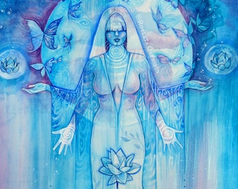 Shamanic Chakra Goddess Art / Sacred Throat Chakra