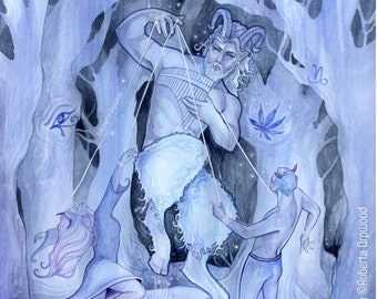 Pan God of the Wild Art / Tree of Life Oracle Spiritual Art Print