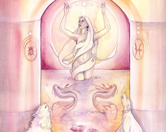 Moon Goddess / The Moon Tarot Art / Tree of Life Oracle Spiritual Art Print