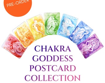 Ensemble de cartes postales d'art de déesse chakra arc-en-ciel - PRÉ-COMMANDE