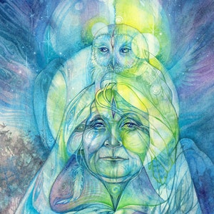 Owl Grandmother / Crone of the Night / Shamanic Medicine Art Print - A3