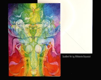 Dancing Rainbow Goddess / Shamanic Greeting Card