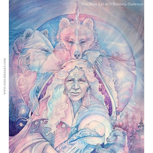 Bear Shaman Shamanic Medicine Art Print - A3