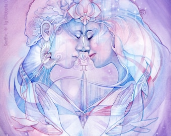 Divine Lovers Tarot Art / Tree of Life Oracle Spiritual Art Print