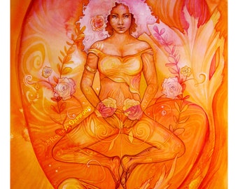 Sacral Chakra Goddess Art / Original Watercolour Painting by Roberta Orpwood
