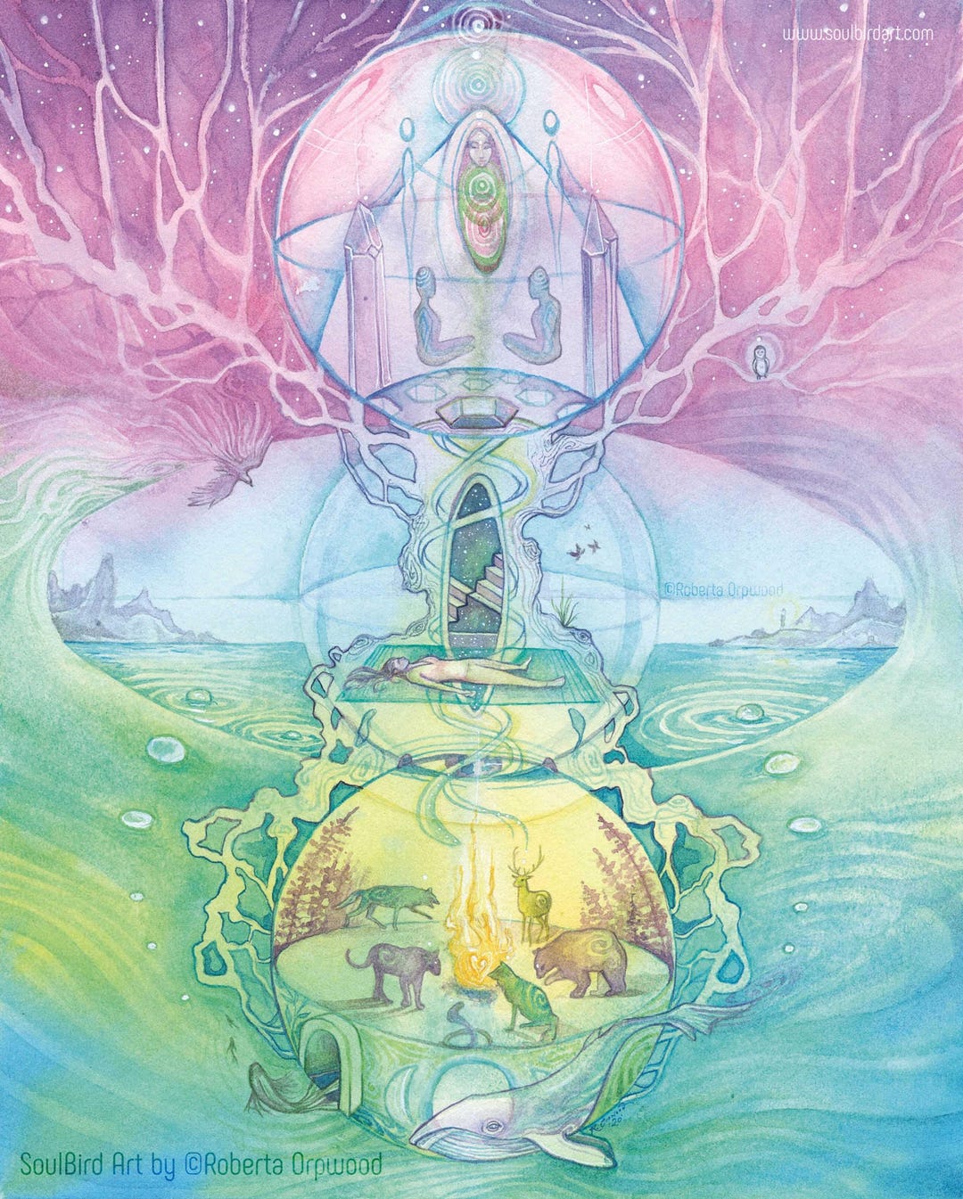 Shamanic Worlds Art Print – Upper, Middle, Lower Realms – Spiritual ...