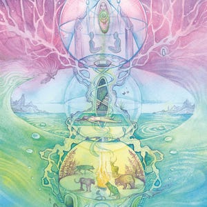 Shamanic Worlds Art Print – Upper, Middle, Lower Realms – Spiritual Wall Art