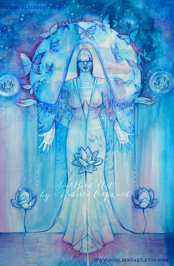 Shamanic Chakra Goddess Art / Sacred Throat Chakra / A3 Etsy