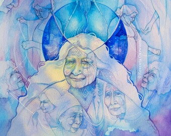 Grandmother Ancestral Healing Wisdom Shamanic A3 Art Print