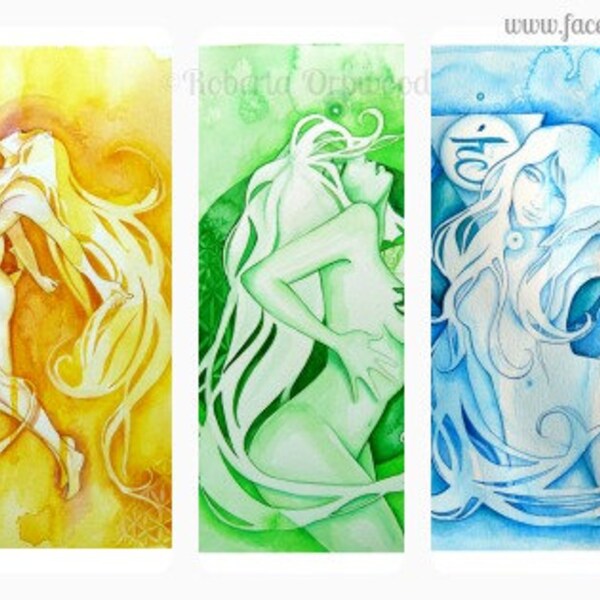 Chakra Set Göttin / spirituelle Kunst / Regenbogen-Wand-Kunst ~ 7 Archiv Kunstdrucke von original-Kunstwerke von Roberta Orpwood