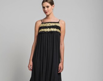 Ray-Ray Deco ,1920 inspired Dress in Black & Gold with tassel straps