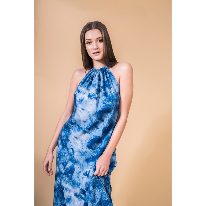 Tie dye Isla maxi dress in blue image 3