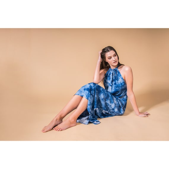 Tie Dye Isla Maxi Dress in Blue