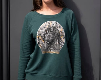 Normando  Organic Sweatshirt in Green with Dog print
