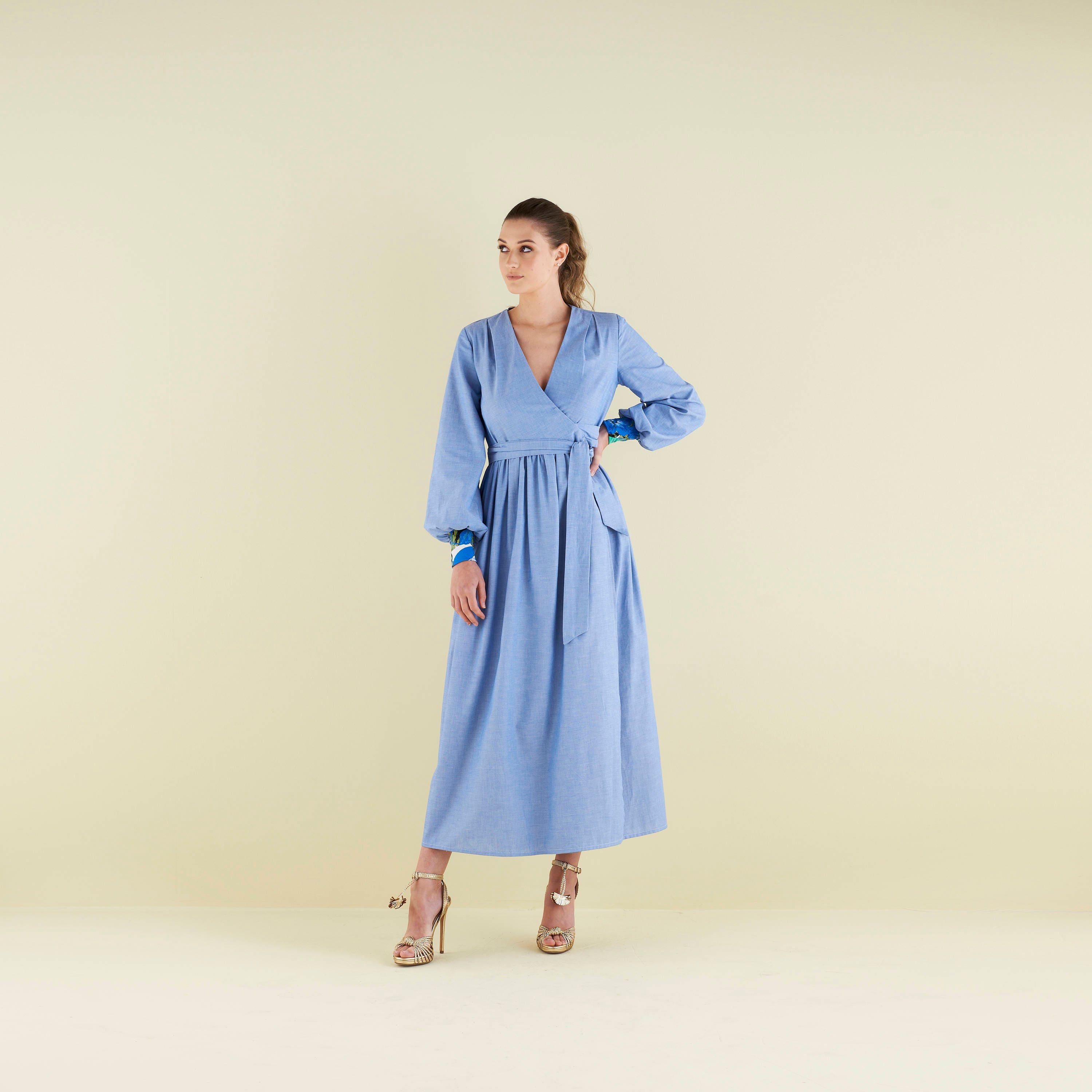 Lilody Maxi Wrap Dress in Cotton Chambray - Etsy UK